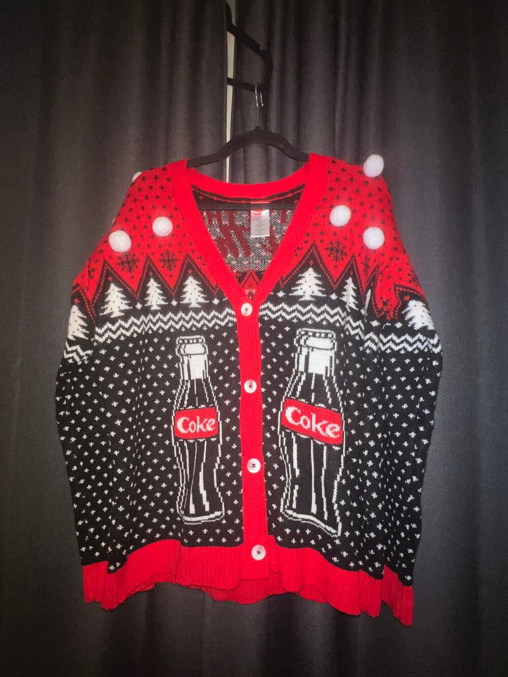 Ugly Christmas Sweater Xmas Cardigan Size Large Coca-Cola